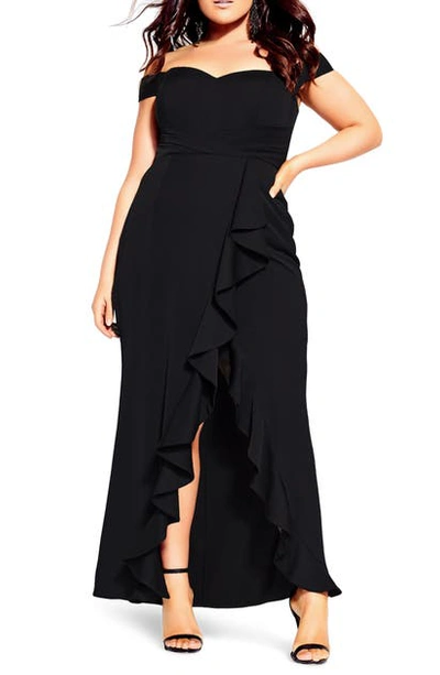 Shop City Chic Hypnotize Off The Shoulder Maxi Dress In Black