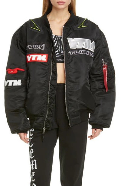 Shop Vetements Motorcycle Bomber Jacket In Black