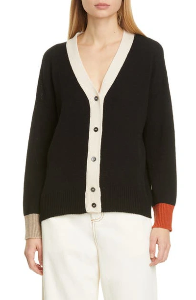 Shop Marni Colorblock Cashmere Cardigan In Black