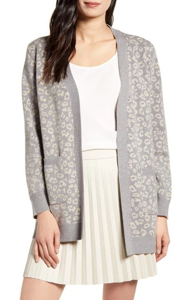 Shop Cupcakes And Cashmere Cheyenne Leopard Spot Cardigan In Heather Grey