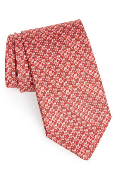Shop Ferragamo Gancini Print Silk Tie In F.rosso