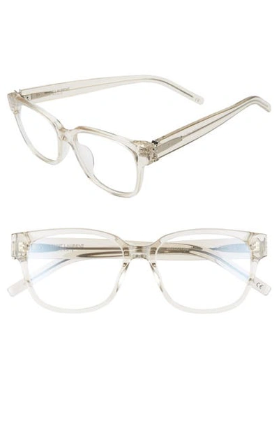 Shop Saint Laurent 54mm Optical Glasses In Transparent Beige
