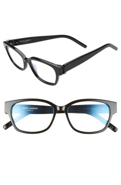Shop Saint Laurent 52mm Optical Glasses In Black