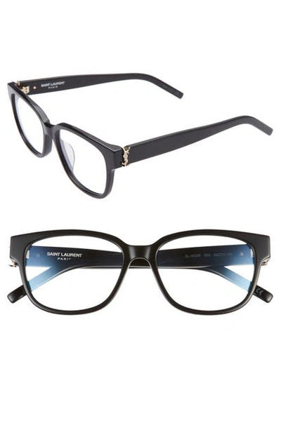 Shop Saint Laurent 54mm Optical Glasses In Black
