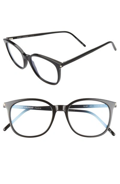 Shop Saint Laurent 52mm Optical Glasses In Black