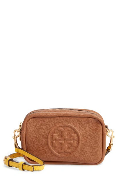 Shop Tory Burch Perry Bombe Leather Crossbody Bag In Moose