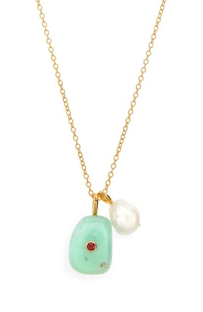 Shop Lizzie Fortunato Oasis Necklace In Peacock Pearl