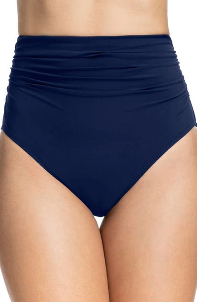 Shop Profile By Gottex Tutti Frutti High Waist Bikini Bottoms In Navy
