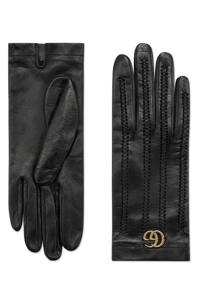 Shop Gucci Horsebit Nappa Leather Gloves In Nero