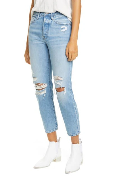 Shop Frame Le Original Ripped High Waist Ankle Skinny Jeans In Zuma Bay