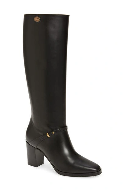 Shop Gucci Rosie Knee High Boot In Black