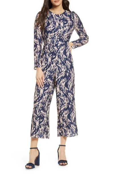 Shop Ali & Jay High Brow Long Sleeve Jumpsuit In Navy/ Blush