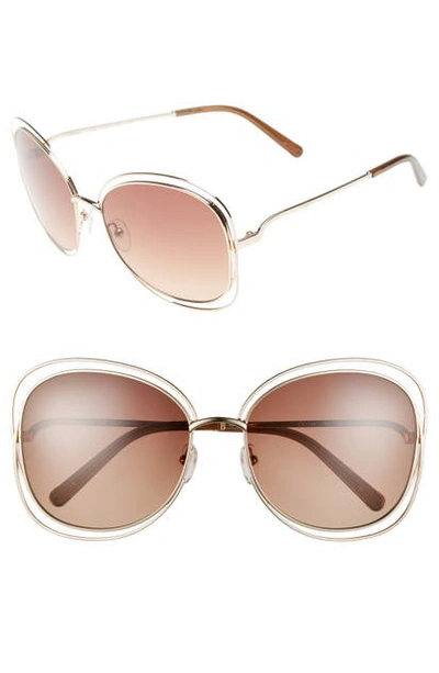 Shop Chloé Carlina 60mm Gradient Les Sunglasses In Rose Gold/ Brown