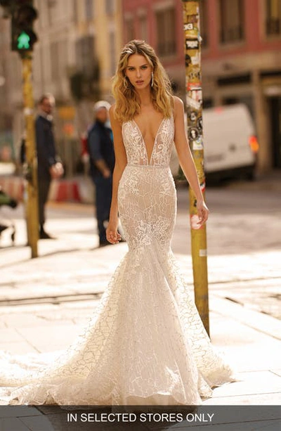 Shop Berta Plunge Mermaid Wedding Dress In Ivory