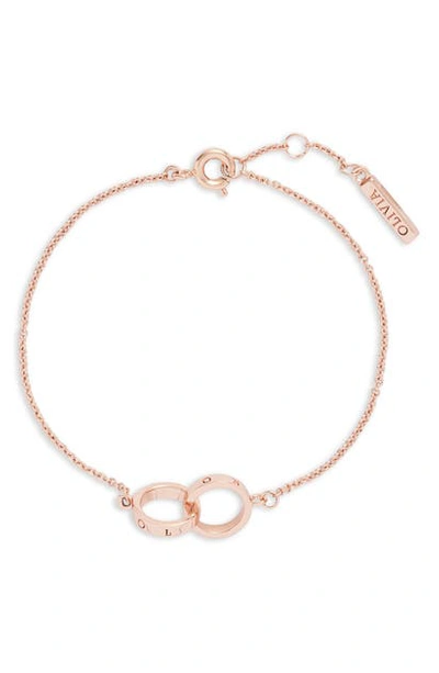 Shop Olivia Burton The Classics Double Ring Chain Bracelet In Rose Gold