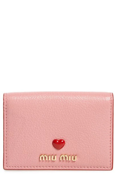 Shop Miu Miu Madras Love Leather French Wallet In Rosa