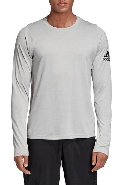 Shop Adidas Originals Freelift Sport Long Sleeve Performance T-shirt In Grey Two/ White