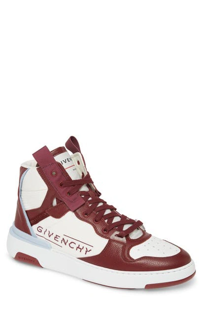 Shop Givenchy Logo High Top Sneaker In Burgundy/white