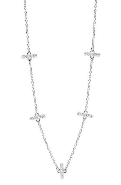Shop Freida Rothman Radiance Crystal Station Necklace In Silver