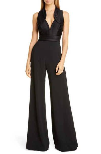 Shop Brandon Maxwell Sleeveless Wide Leg Jumpsuit In Black