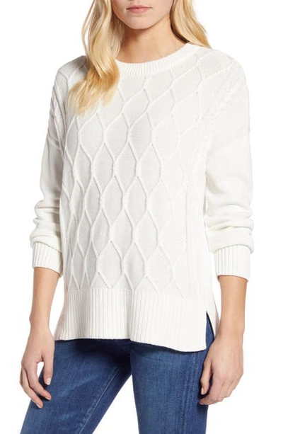 Shop Tommy Hilfiger Cable Knit Sweater With Back Tie In Ivory