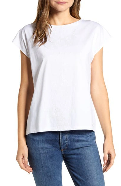 Shop Tommy Hilfiger Embroidered Cap Sleeve Tee In Bright White