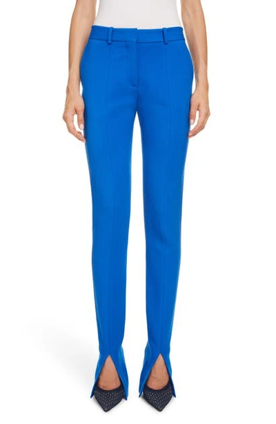 Shop Victoria Beckham Split Cuff Skinny Pants In Cobalt