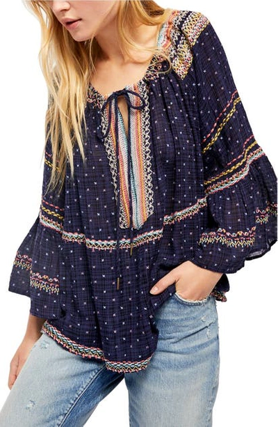 Shop Free People Talia Embroidered Blouse In Starless Sky