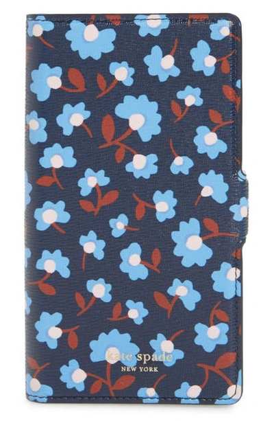 Shop Kate Spade Silvia Party Floral Magnetic Wrap Iphone X/xs Folio In Blue Multi