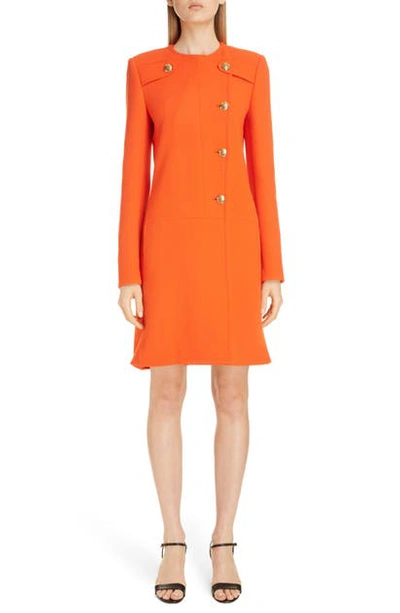 Shop Givenchy 4g Dagger Button Wool A-line Coat In Tangerine