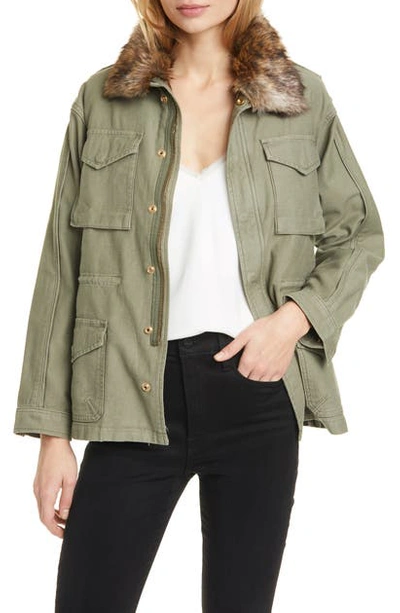 Shop Frame Faux Fur Collar Service Jacket In Military