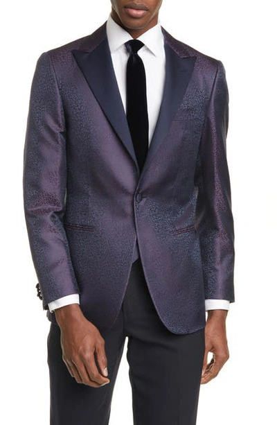 Shop Canali Siena Classic Fit Contemporary Paisley Silk Dinner Jacket In Navy