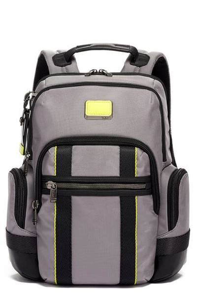 Shop Tumi Alpha Bravo Nathan Expandable Backpack In Grey/ Bright Lime