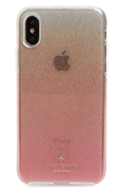 Shop Kate Spade Ombré Glitter Iphone X/xs Case In Pink Glitter