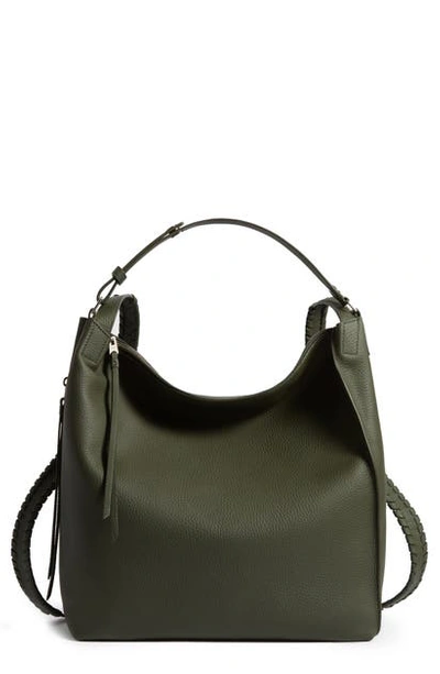 Shop Allsaints Kita Convertible Leather Backpack In Khaki Green