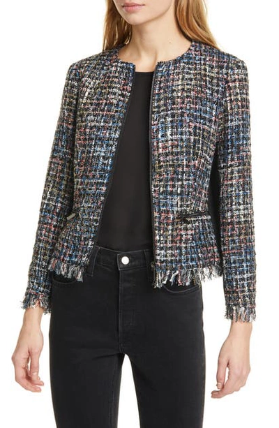 Shop Ted Baker Honoraa Frayed Boucle Jacket In Black