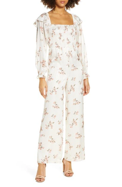 Shop Ali & Jay Los Feliz Long Sleeve Floral Jumpsuit In Ecru Floral