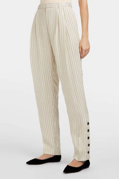 Shop Altuzarra Lidig Striped Satin-twill Trousers In Beige