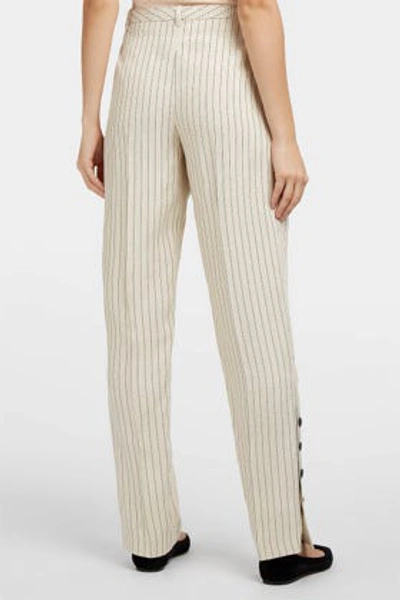 Shop Altuzarra Lidig Striped Satin-twill Trousers In Beige