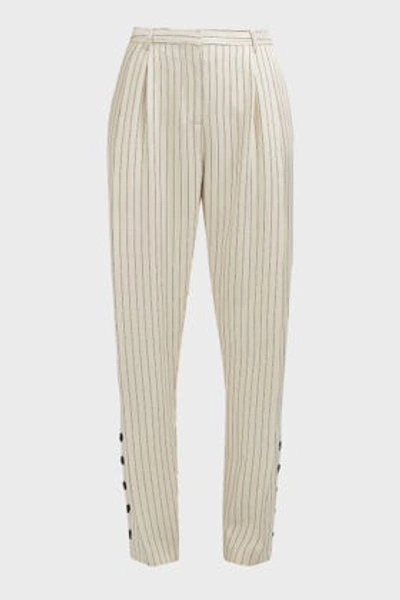 Shop Altuzarra Lidig Striped Satin-twill Trousers In Beige