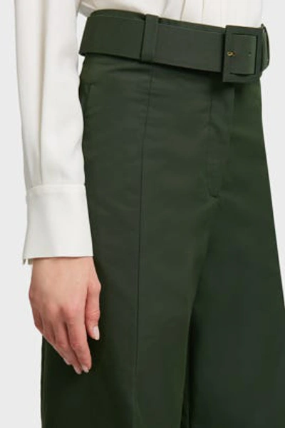 Shop Oscar De La Renta Belted Cotton-blend Trousers In Green