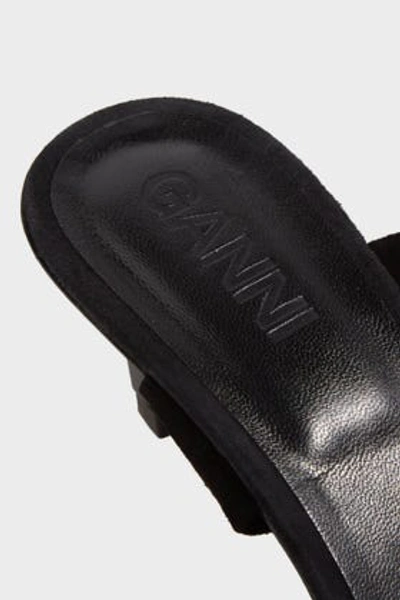 Shop Ganni Tie-up Suede Kitten Heel Sandals In Black