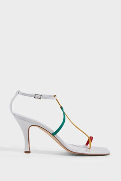 Shop Christopher Esber Rubik Tri-colour Leather Sandals In White, Yellow, Green And Red