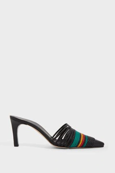 Shop Christopher Esber Mae Braided-strap Leather Mules In Black, Red, Yellow And Green