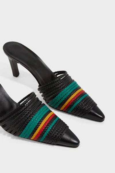 Shop Christopher Esber Mae Braided-strap Leather Mules In Black, Red, Yellow And Green