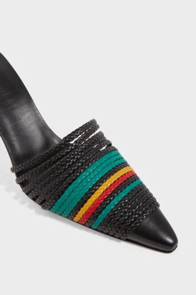 Shop Christopher Esber Mae Braided-strap Leather Mules In Black, Red, Yellow And Green