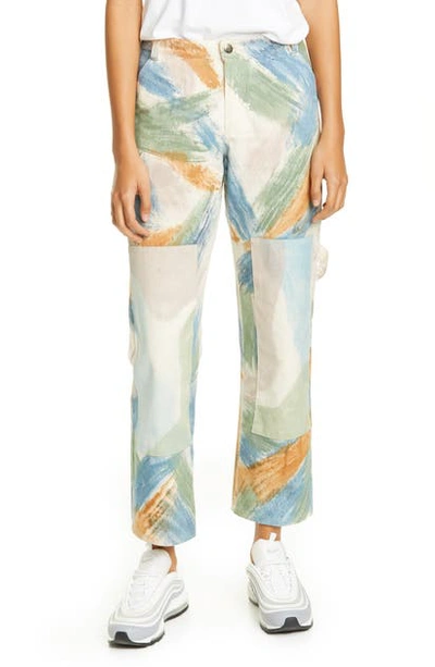 Shop Collina Strada Chason Knee Patch Painted Straight Leg Jeans In Painted Denim