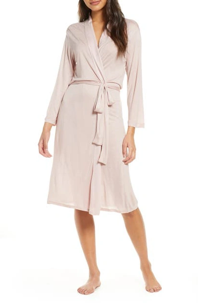 Shop Natori Lightweight Jersey Robe In Rose Beige