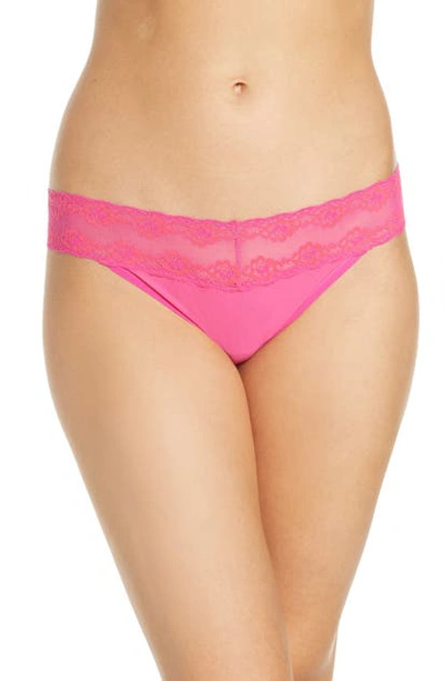Shop Natori Bliss Perfection Thong In Pink Raspberry/ Hot Tamale