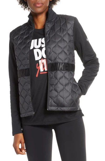 Shop Nike Aerolayer Water Resistant Insulated Jacket In Black/reflective Silv